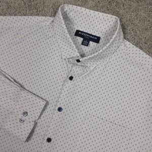 Mizzen+Main Shirt Mens XL Gray Geometric Leeward Classic No Tuck Stretch Button